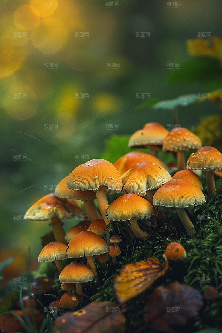 蘑菇食材雨后摄影图