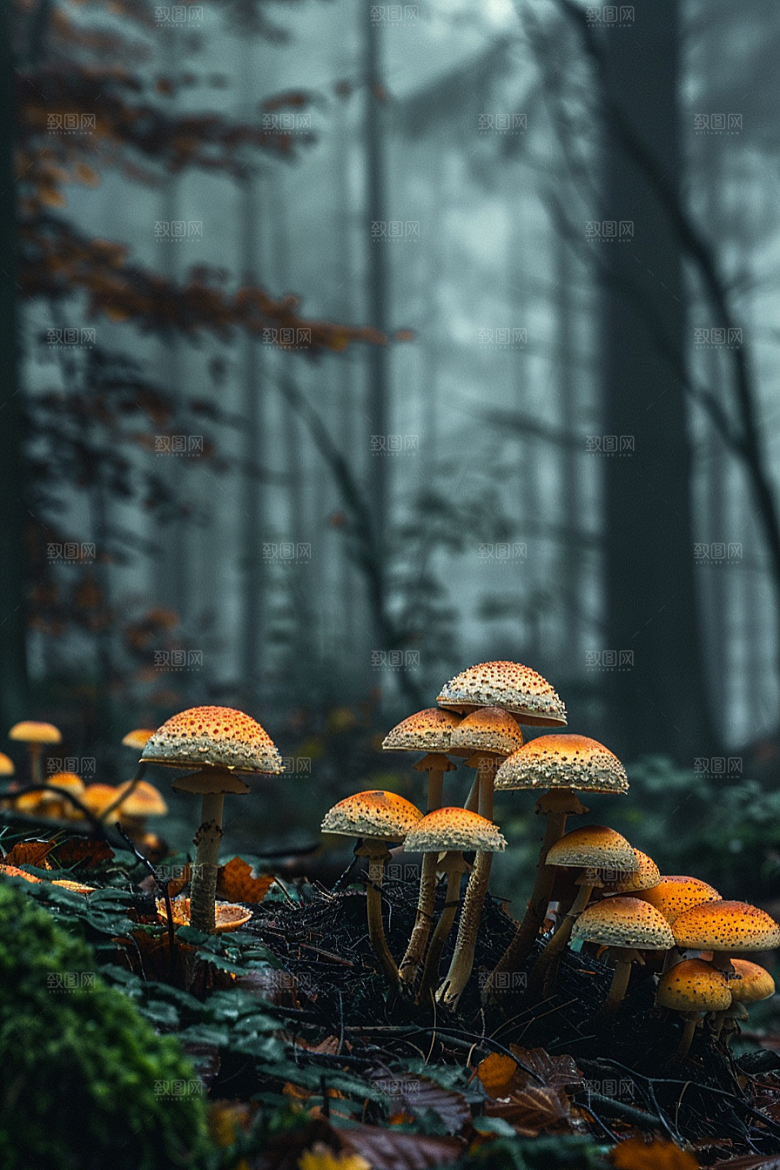 蘑菇树林菌菇摄影图