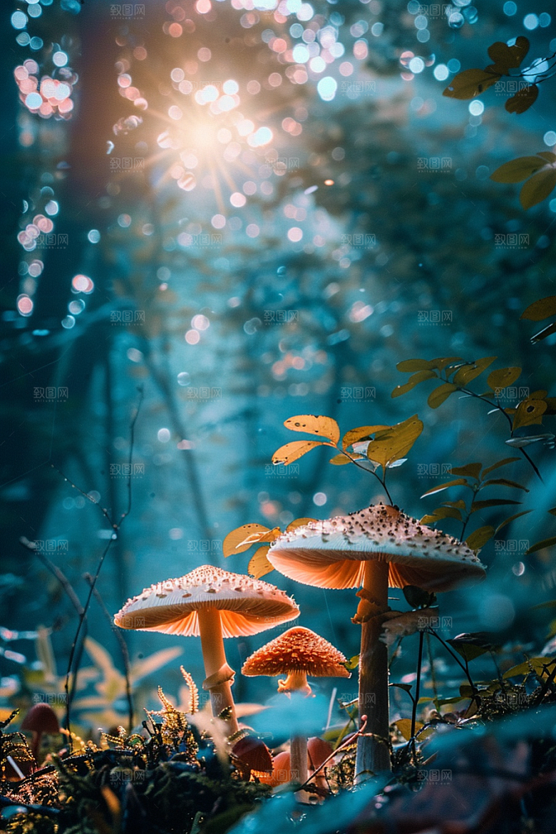 蘑菇雨后食材摄影图