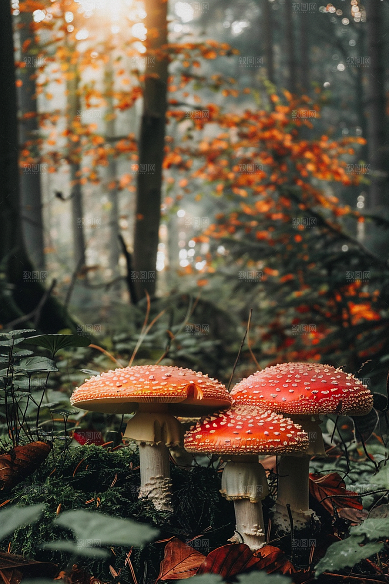蘑菇雨后自然摄影图