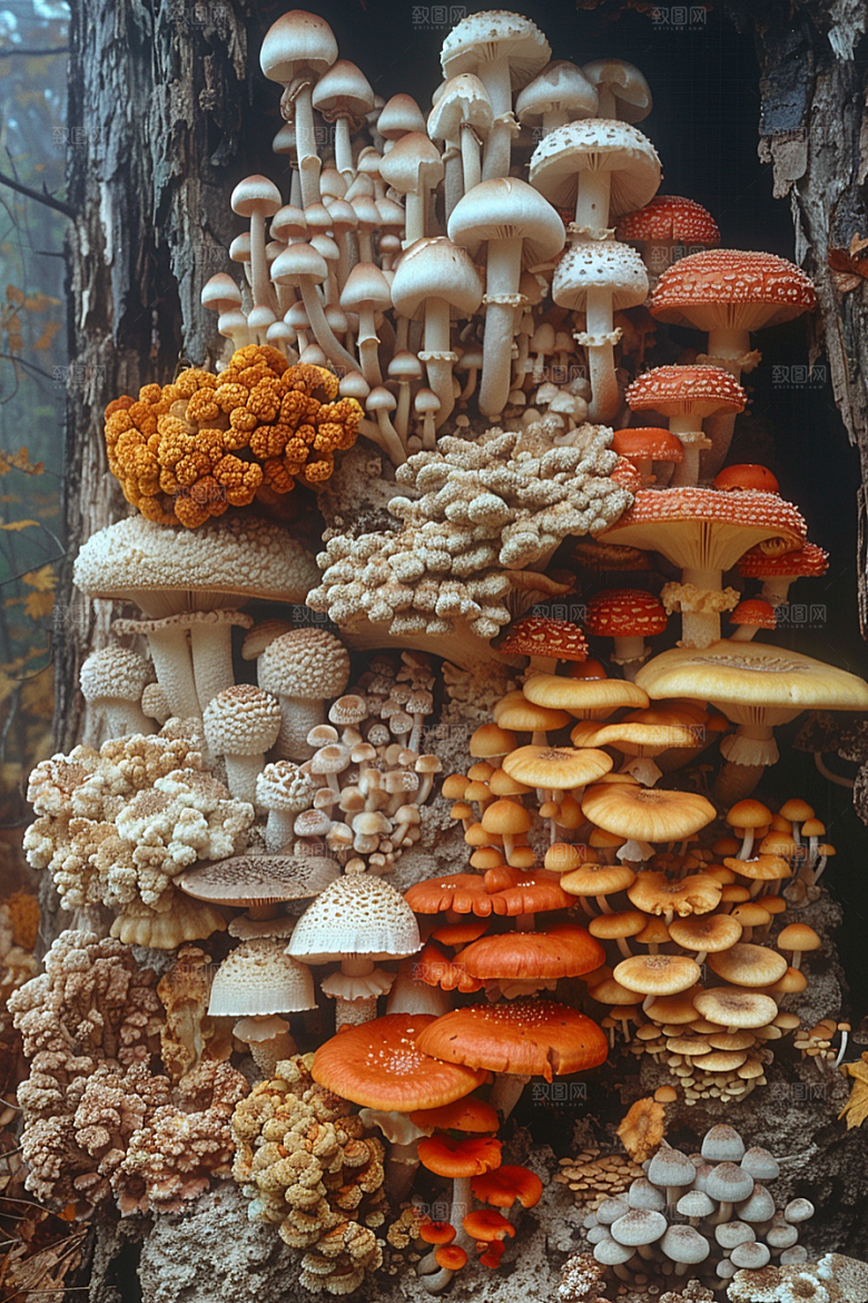蘑菇树林鲜美摄影图