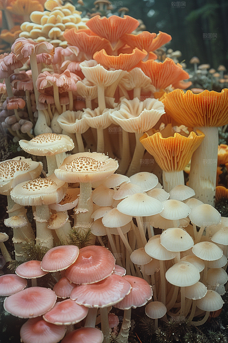 蘑菇雨后山林摄影图