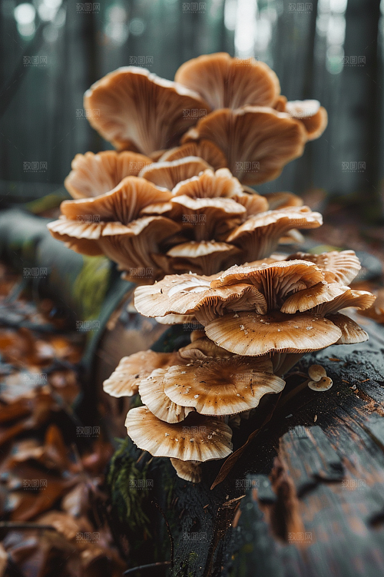 蘑菇树林雨后摄影图