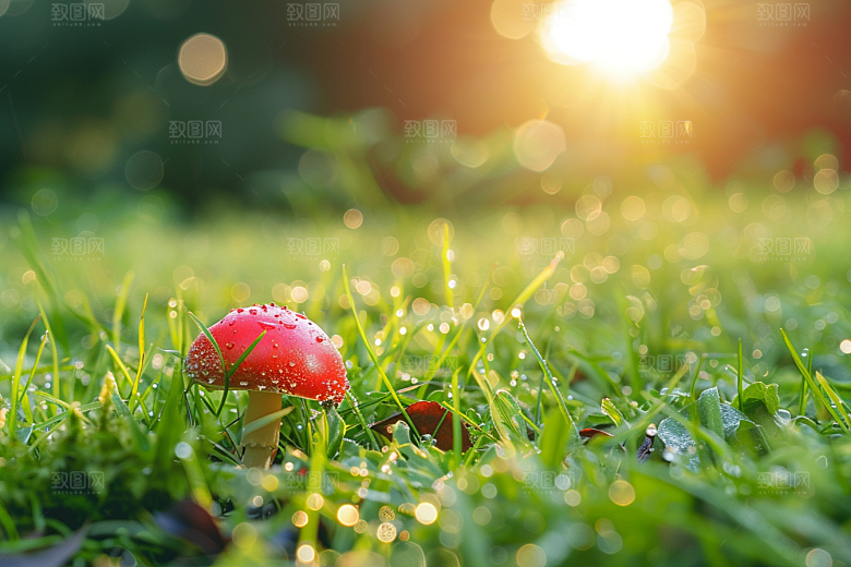 蘑菇树林清新摄影图