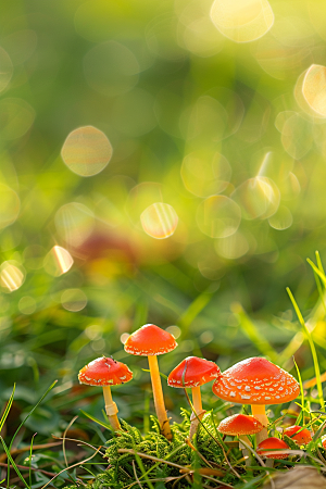 蘑菇菌菇雨后摄影图