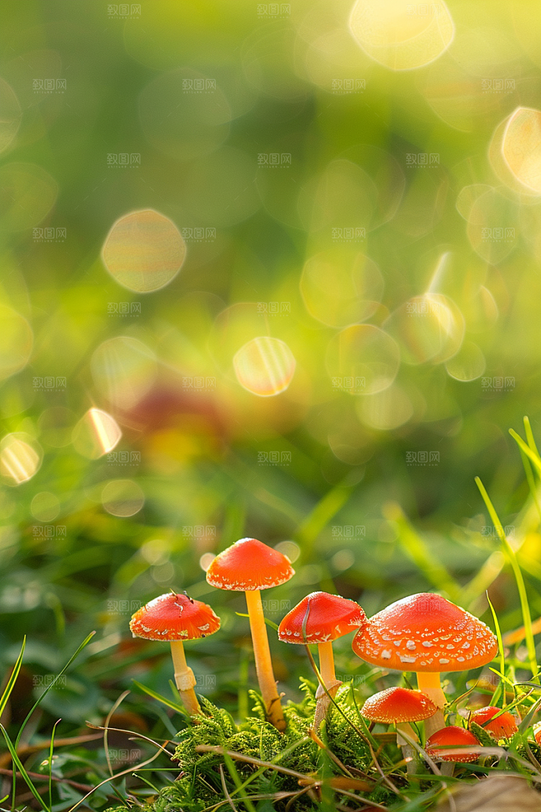 蘑菇菌菇雨后摄影图
