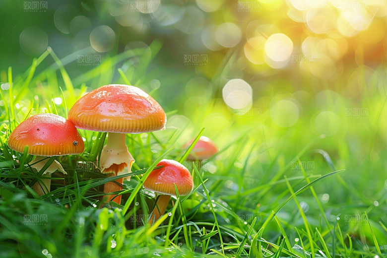 蘑菇雨后美味摄影图