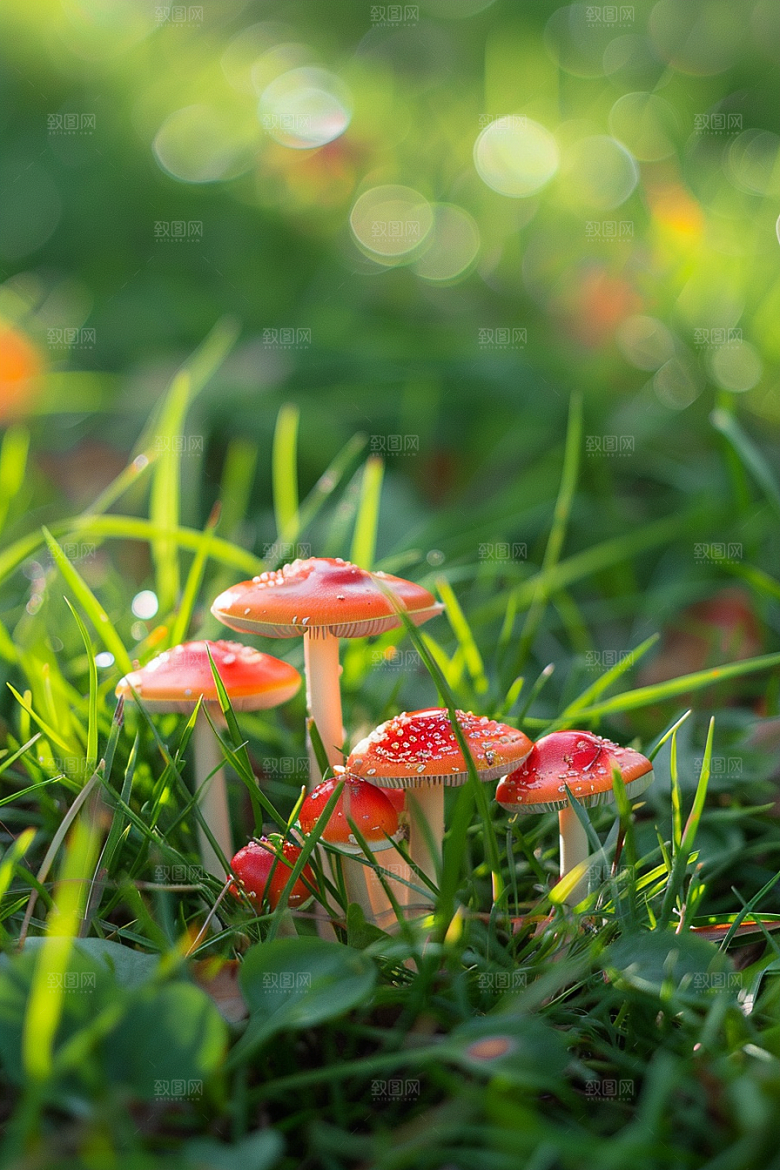 蘑菇雨后清新摄影图