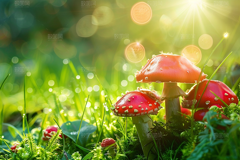 蘑菇雨后自然摄影图