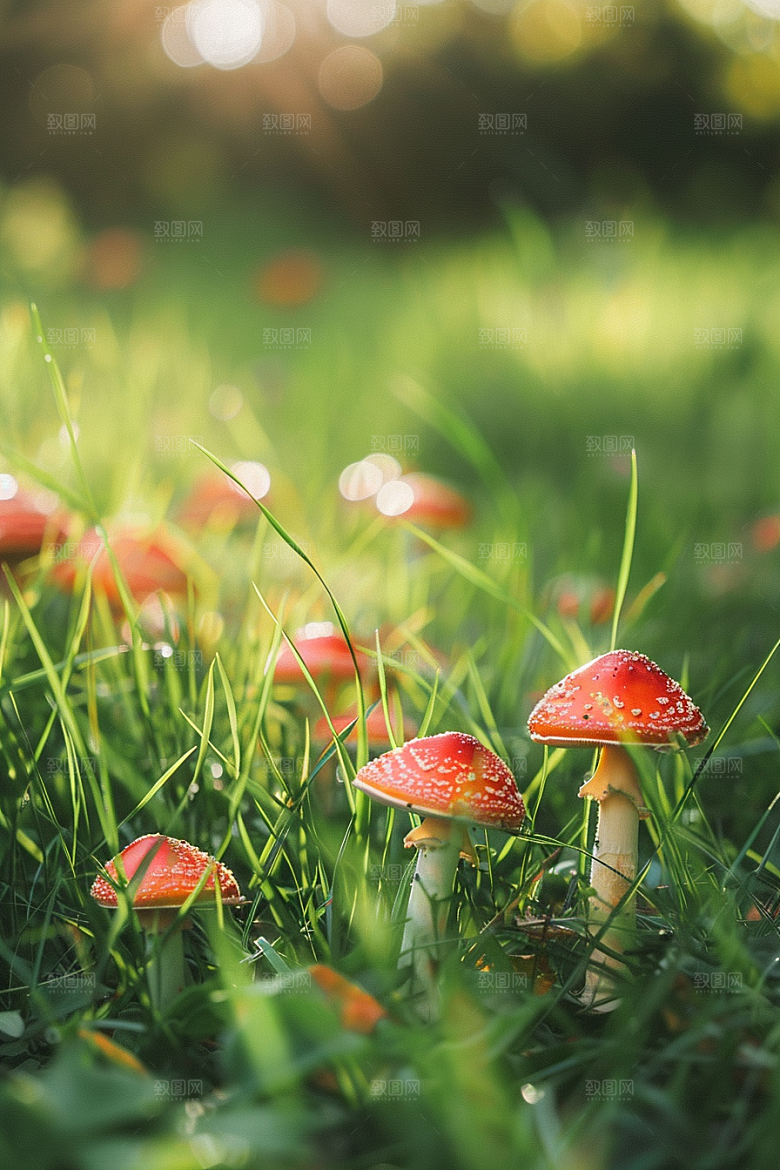 蘑菇树林菌菇摄影图