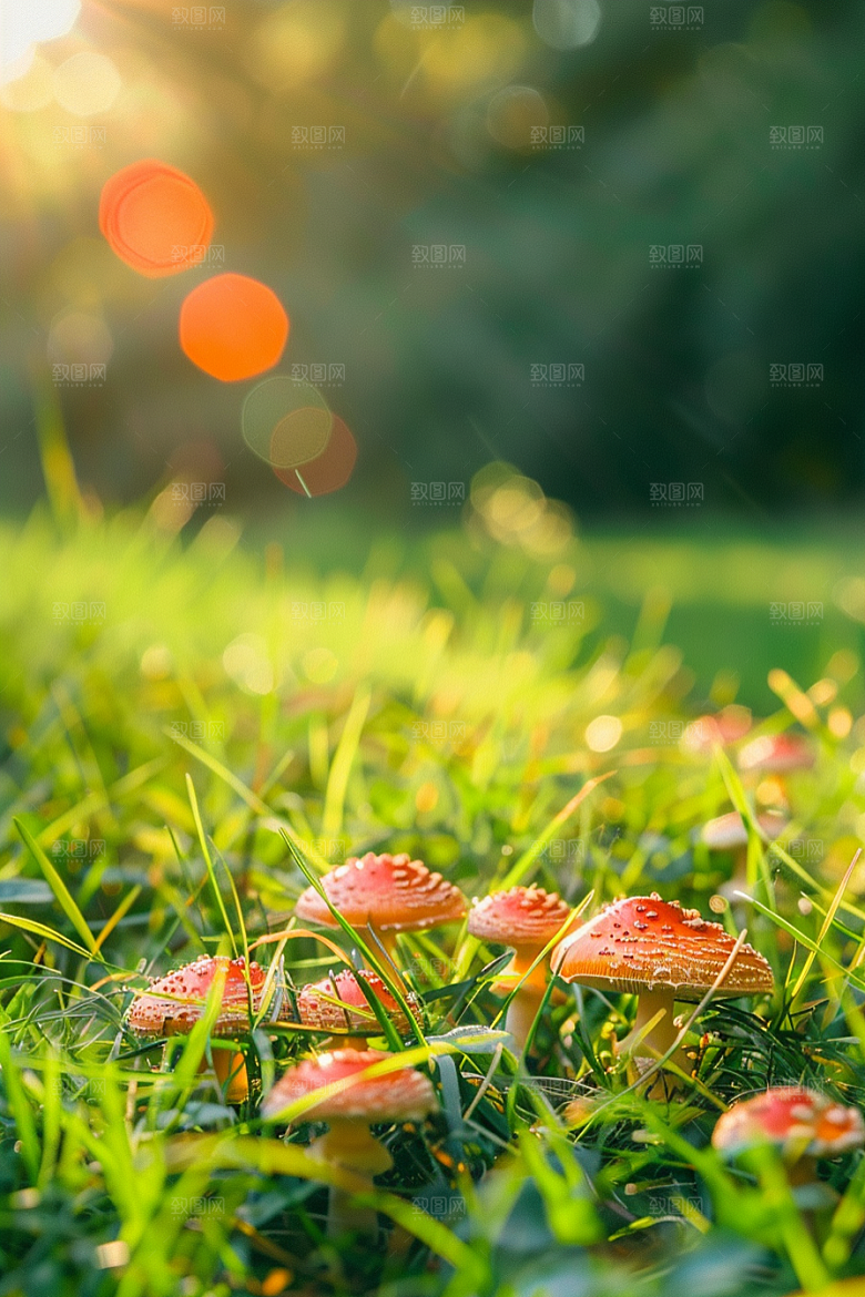 蘑菇雨后山林摄影图