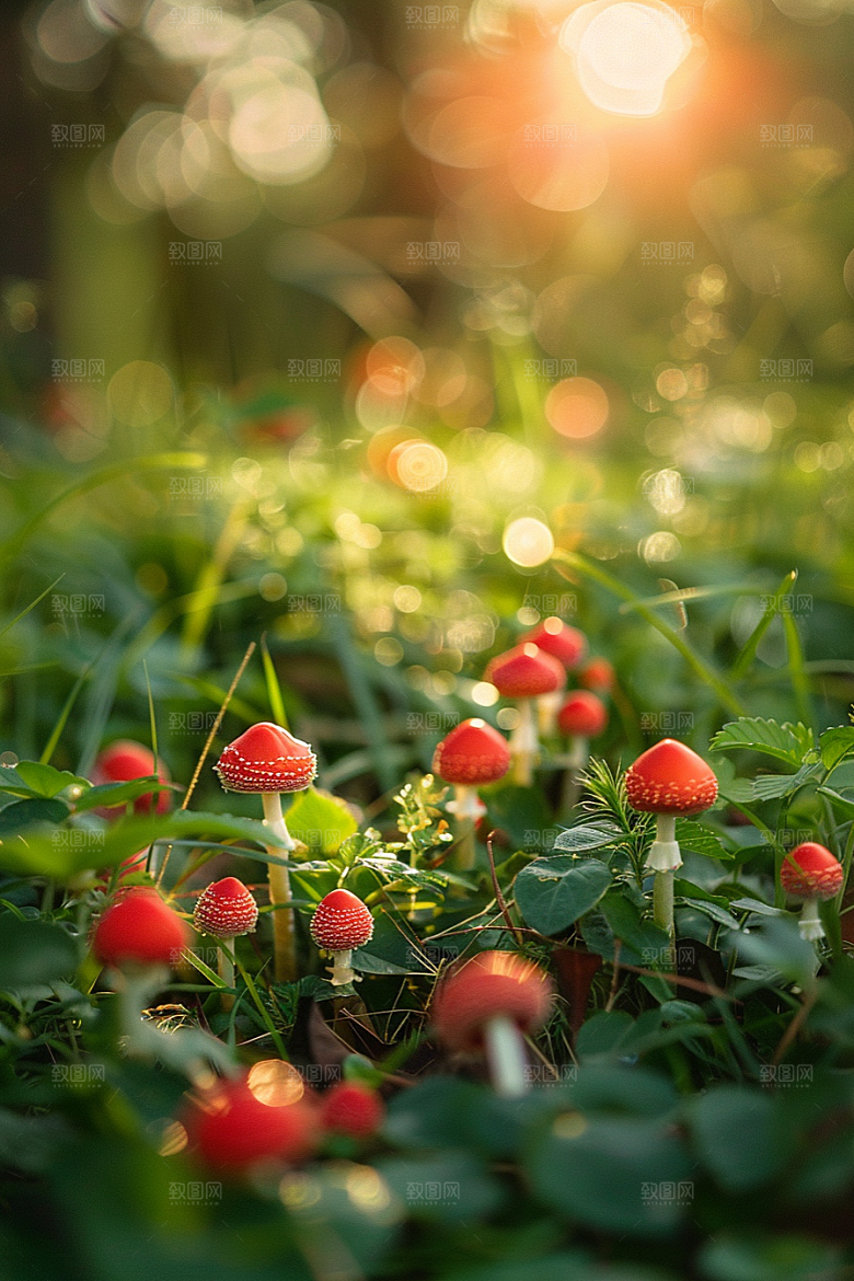 蘑菇菌菇树林摄影图