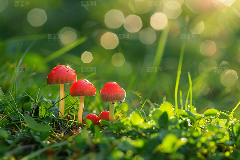 蘑菇山林新鲜摄影图