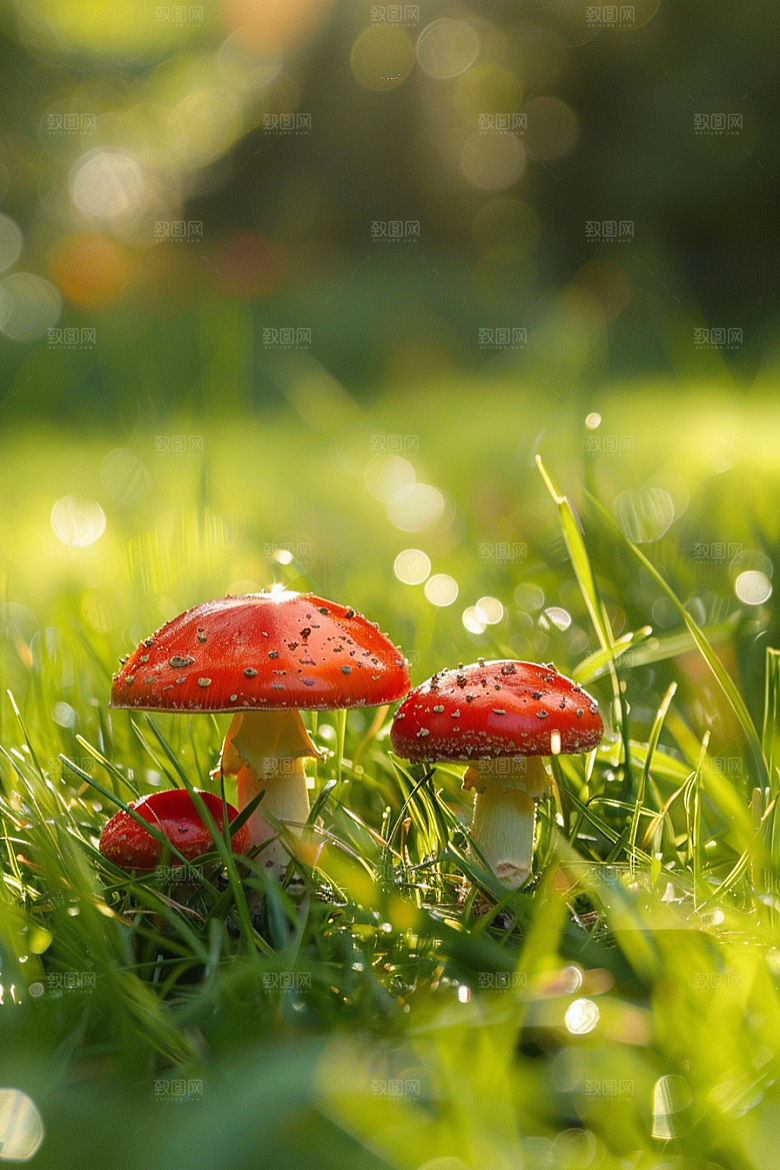 蘑菇鲜美树林摄影图