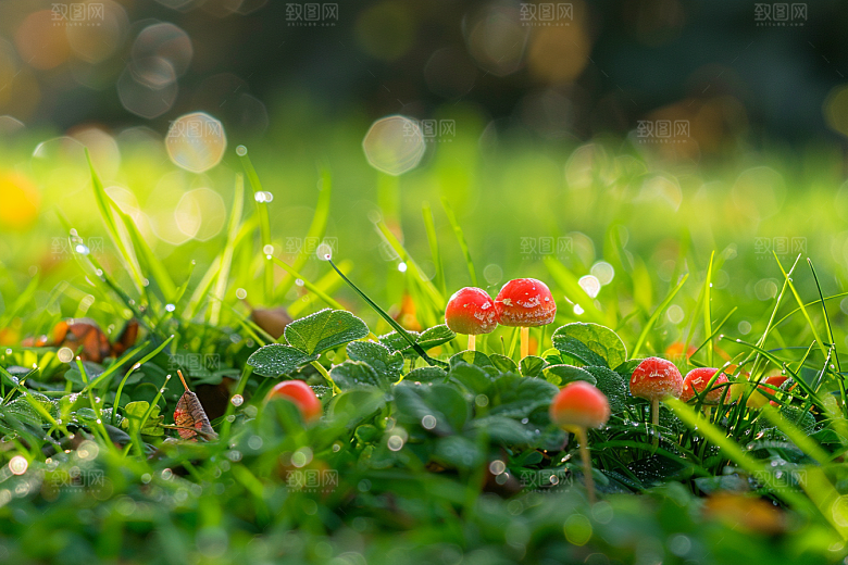 蘑菇鲜美雨后摄影图