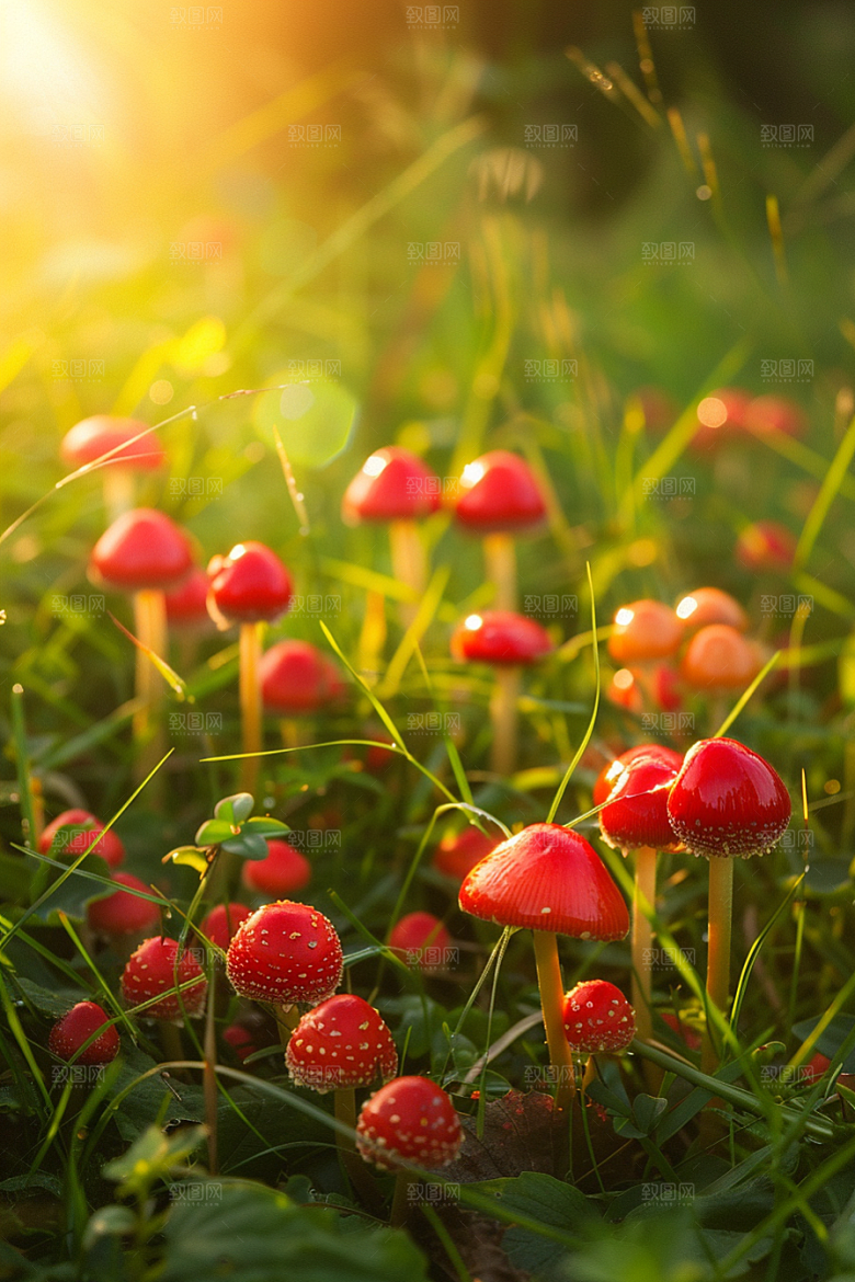 蘑菇雨后山林摄影图