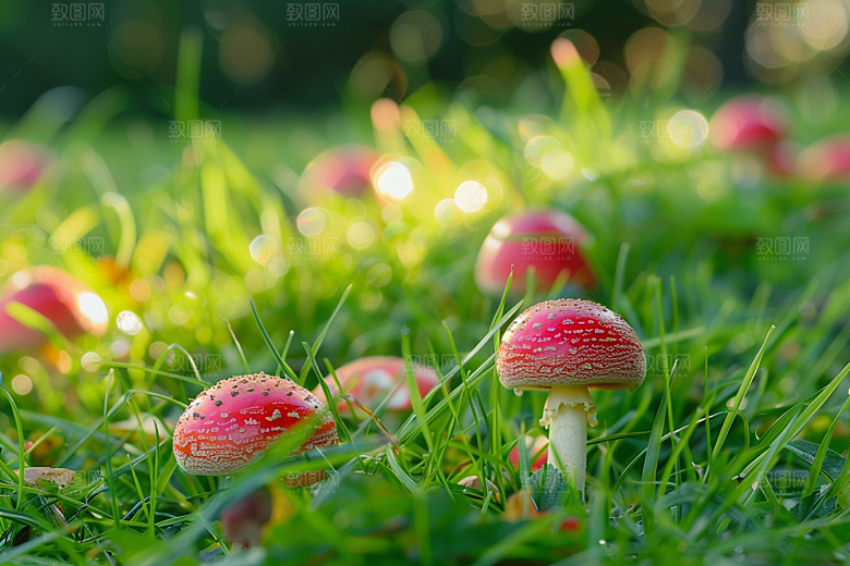 蘑菇高清雨后摄影图
