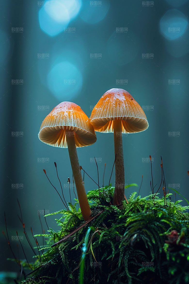 蘑菇食材雨后摄影图