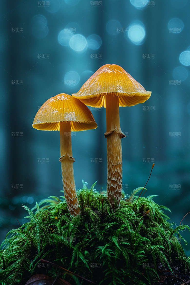 蘑菇山林新鲜摄影图