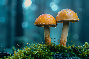 蘑菇新鲜雨后摄影图