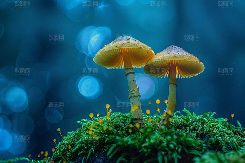 蘑菇菌菇树林摄影图