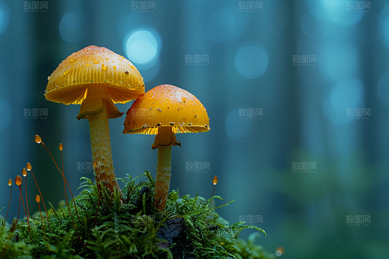 蘑菇自然雨后摄影图