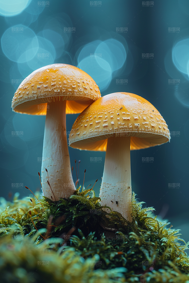 蘑菇清新山林摄影图
