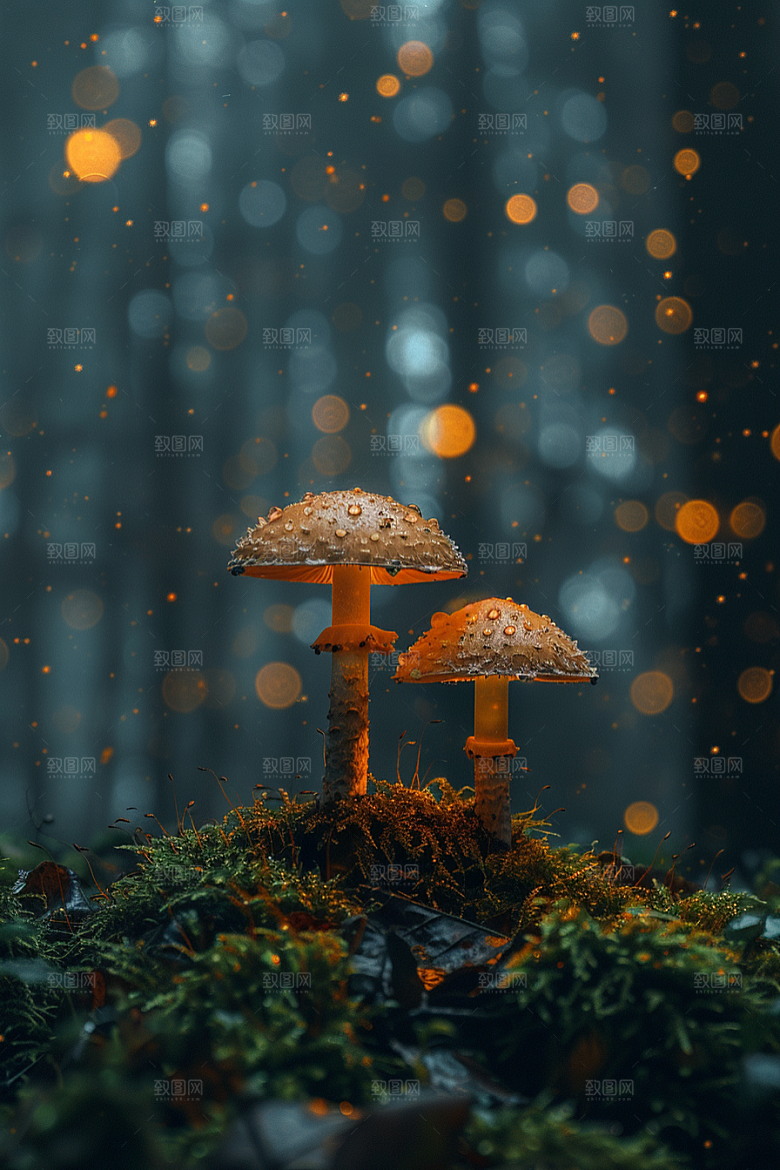 蘑菇食材雨后摄影图