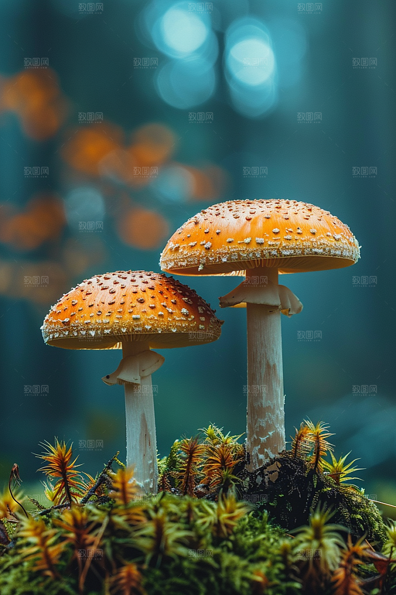 蘑菇雨后山林摄影图