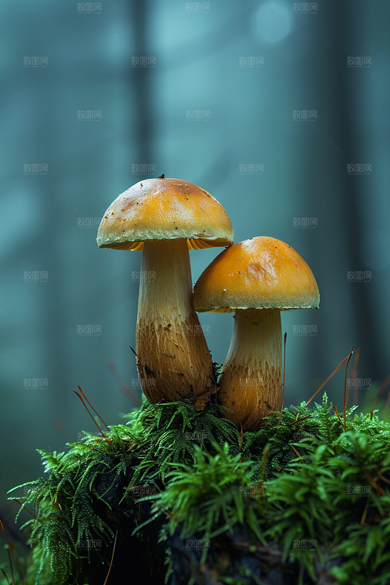 蘑菇山林新鲜摄影图