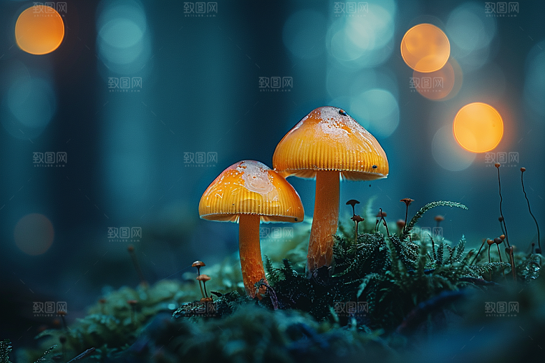 蘑菇菌子树林摄影图
