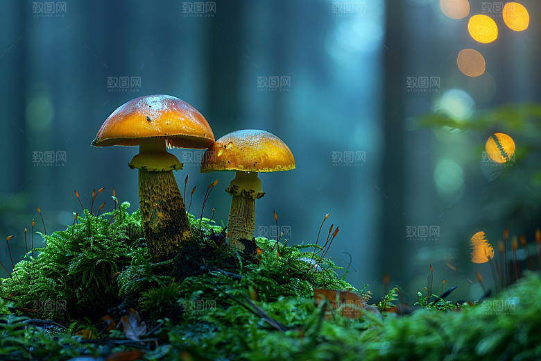 蘑菇树林自然摄影图