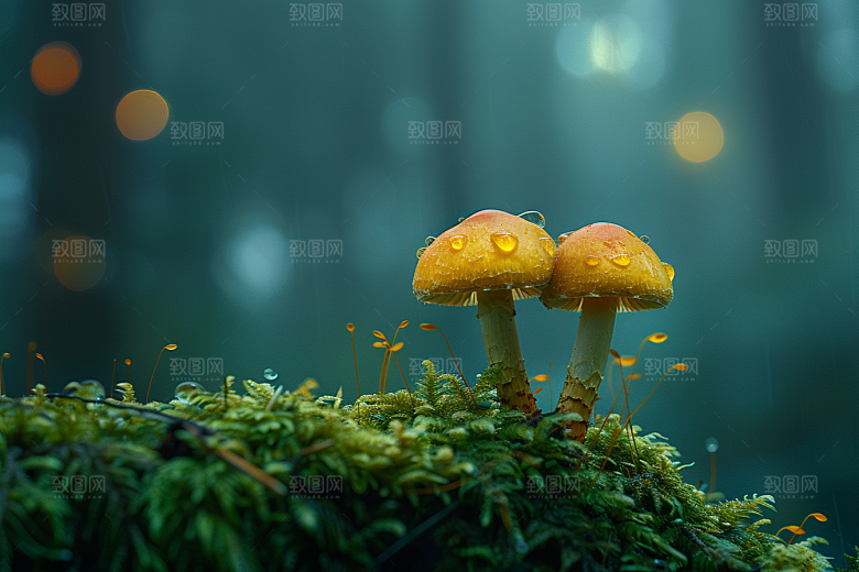 蘑菇树林山林摄影图