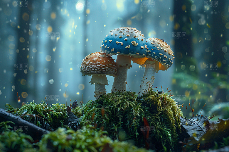 蘑菇雨后鲜美摄影图