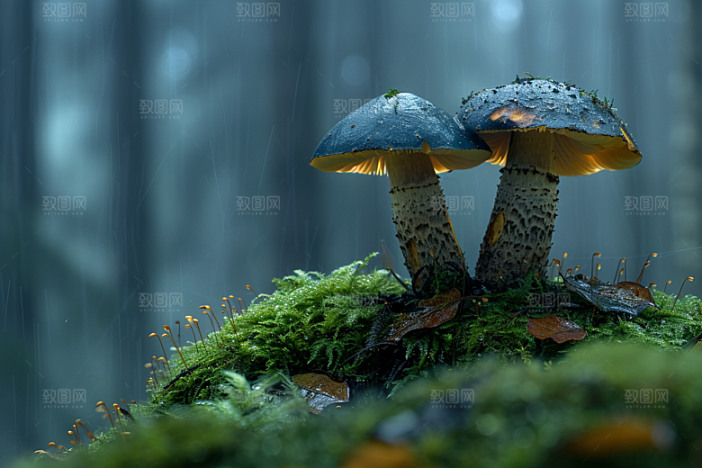 蘑菇新鲜雨后摄影图
