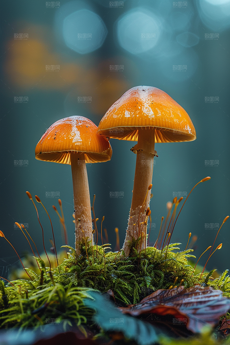 蘑菇雨后清新摄影图