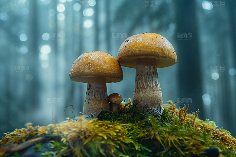 蘑菇鲜美树林摄影图