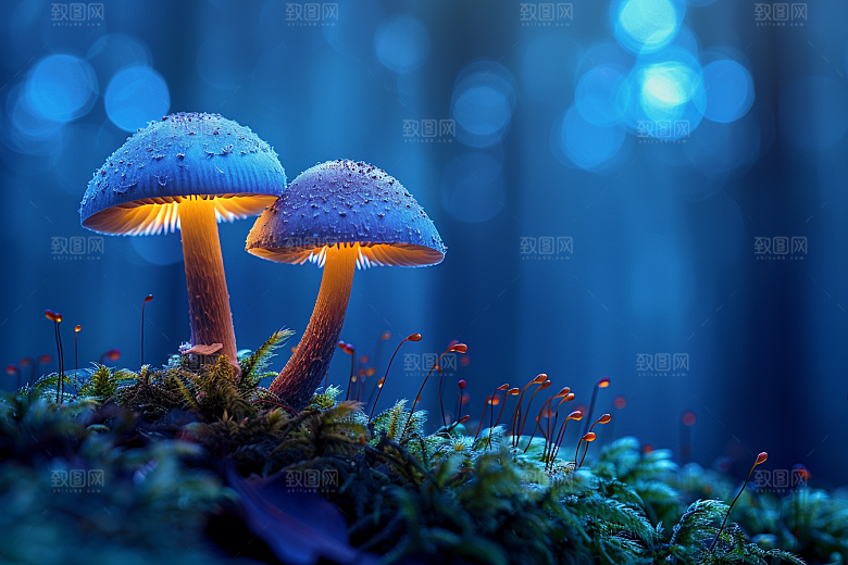 蘑菇雨后山林摄影图