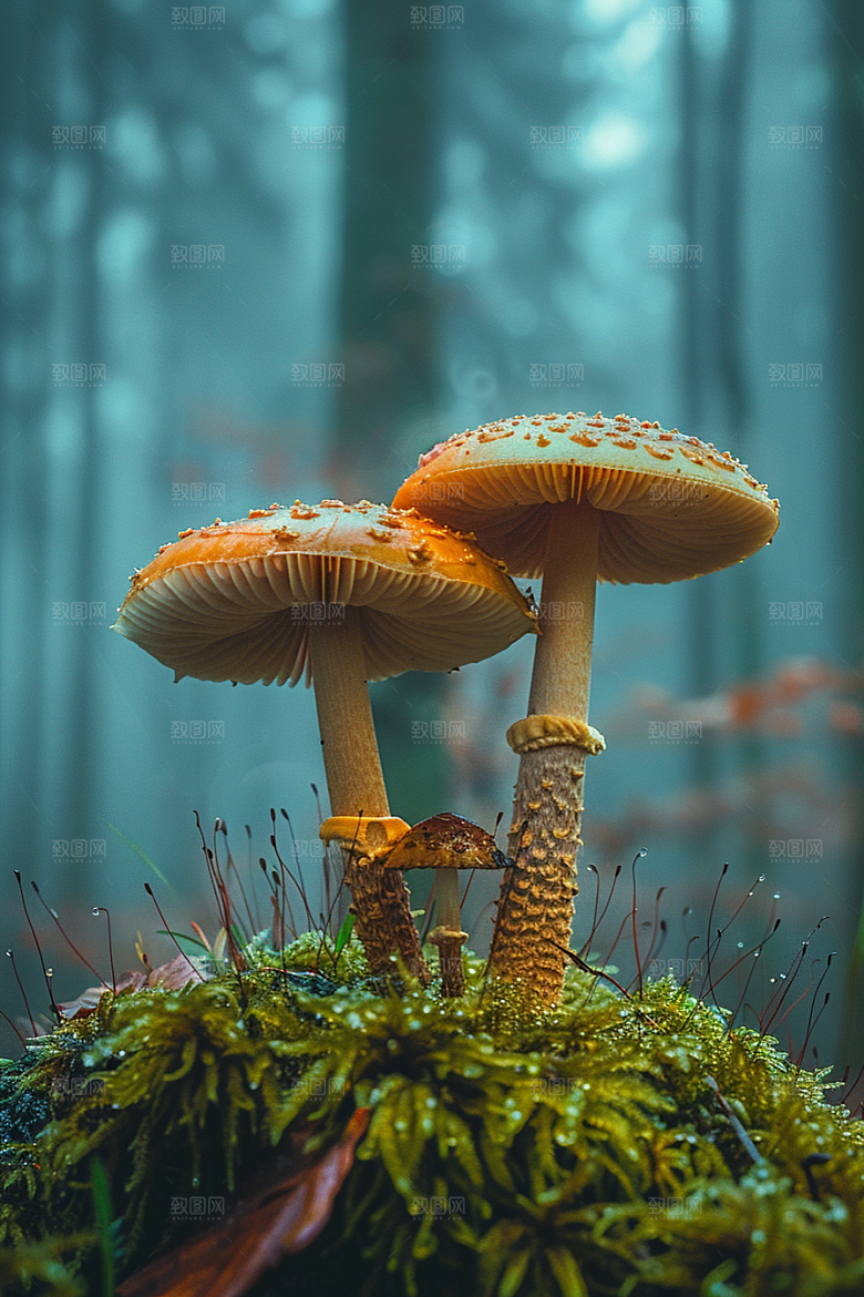 蘑菇菌菇雨后摄影图