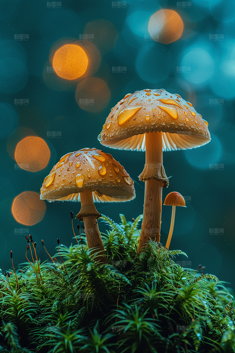 蘑菇雨后美味摄影图