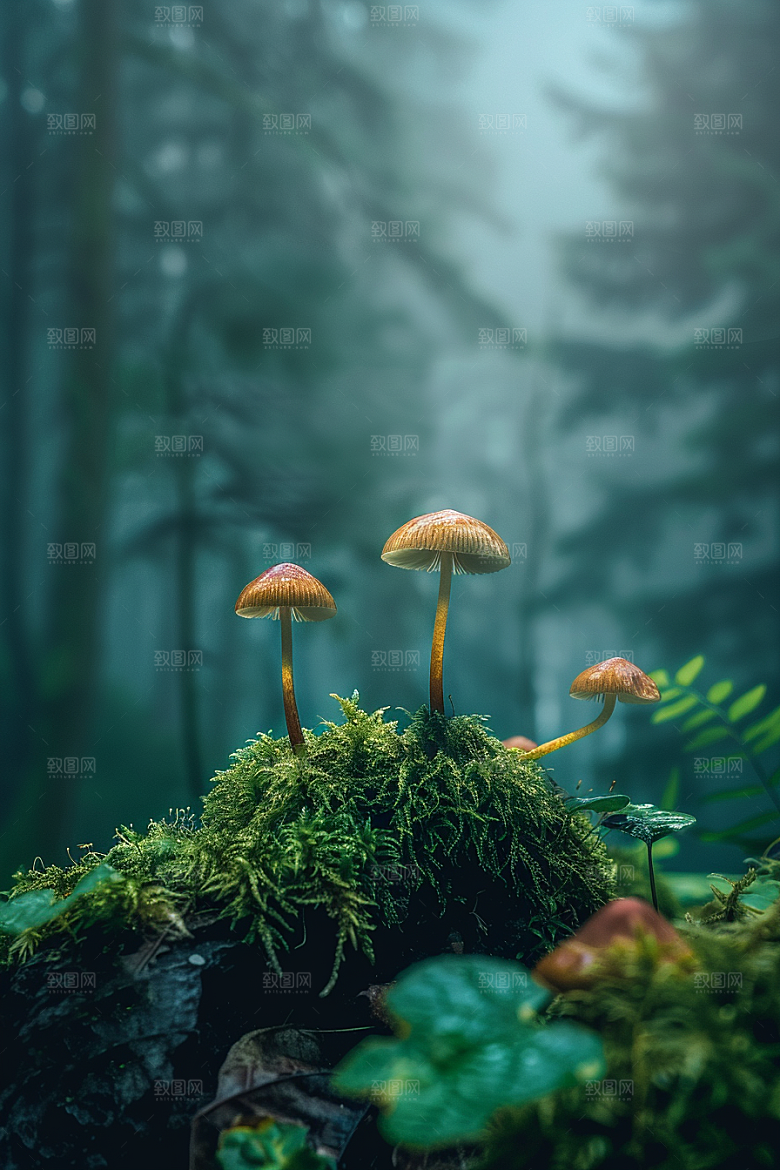 蘑菇鲜美雨后摄影图
