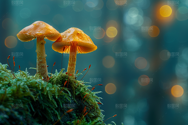 蘑菇鲜美雨后摄影图