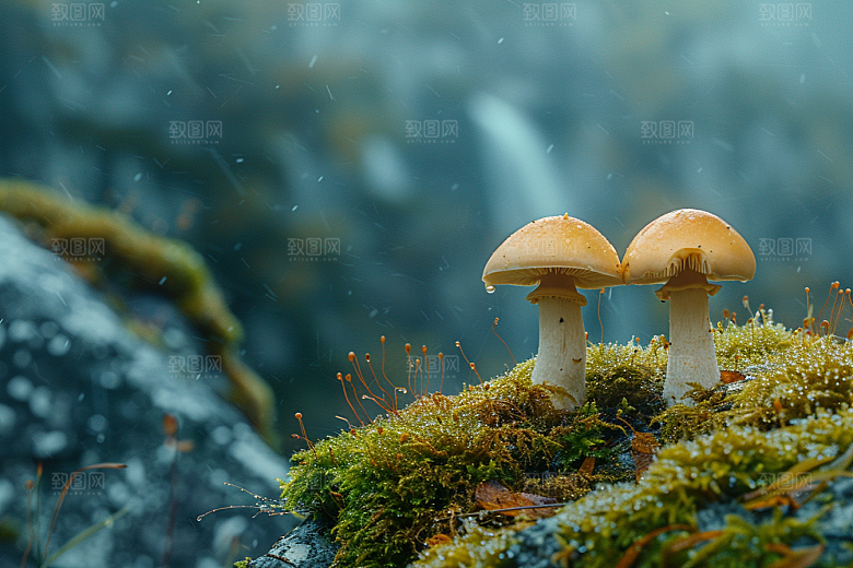 蘑菇菌子山林摄影图