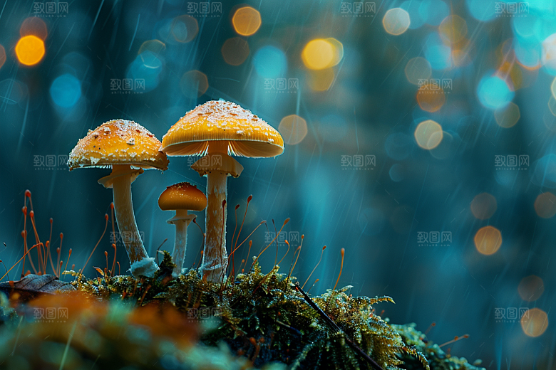 蘑菇山林雨后摄影图