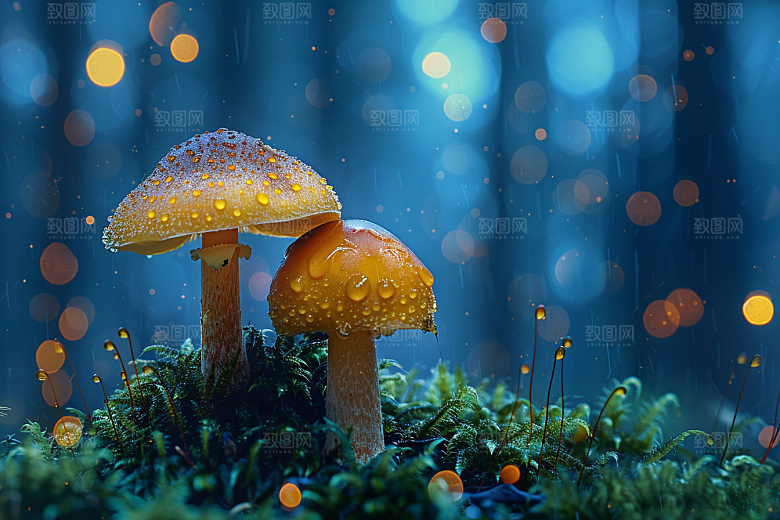 蘑菇高清树林摄影图