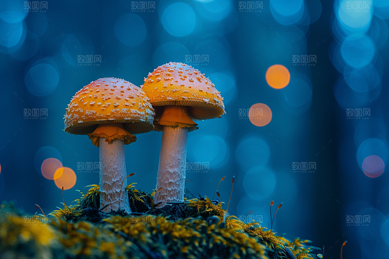 蘑菇树林鲜美摄影图