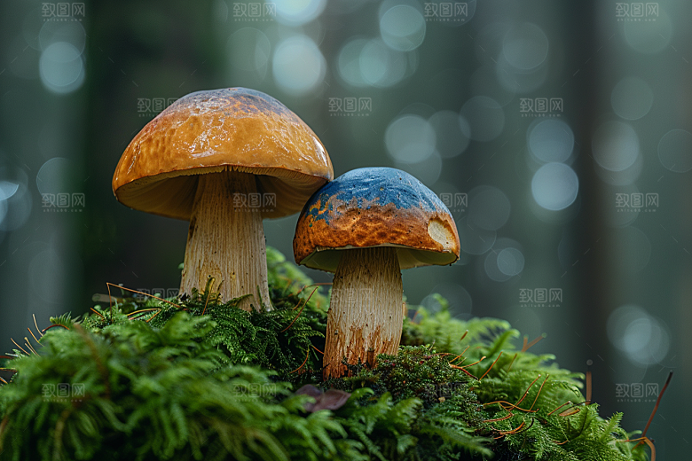 蘑菇雨后树林摄影图