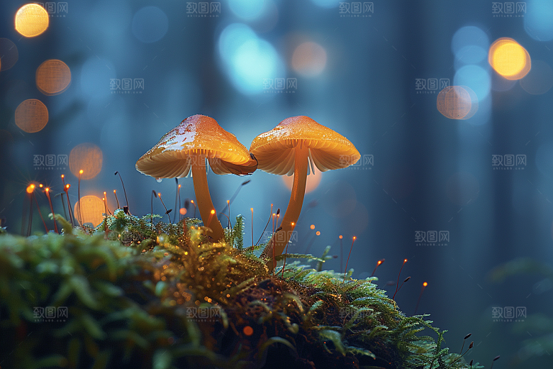 蘑菇树林菌菇摄影图