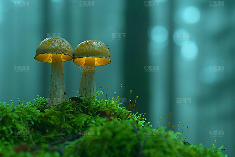 蘑菇山林自然摄影图