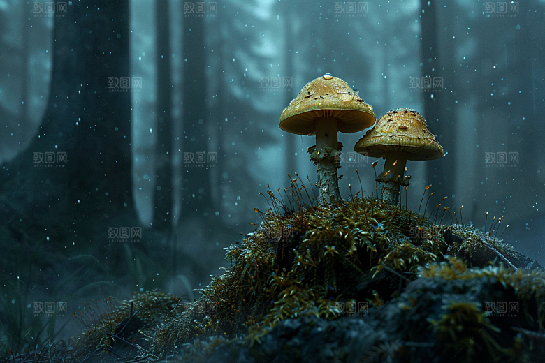 蘑菇高清雨后摄影图
